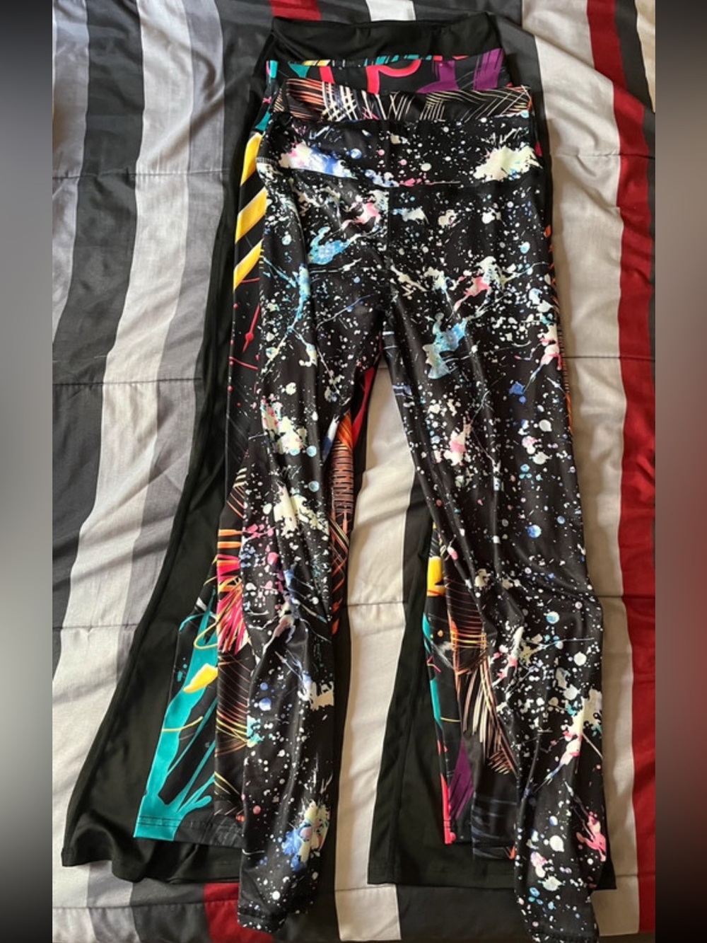 Women’s Black Multicolor Flare Splash Print Leggings